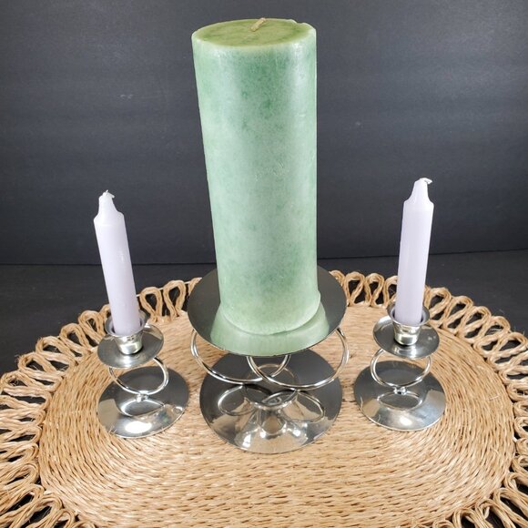 Metal Glow by Galow – Silver Unity Candle Holder Set | Elegant Wedding Ceremony - Picture 3 of 15